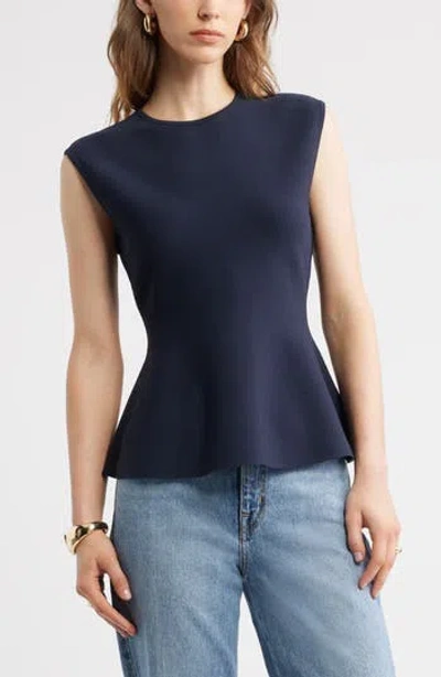 Nordstrom Sleeveless Peplum Sweater In Blue