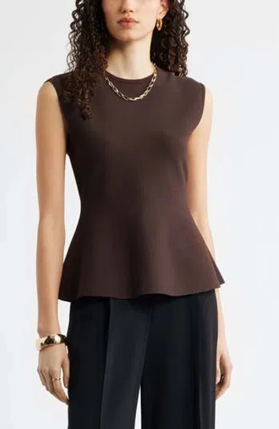 Nordstrom Sleeveless Peplum Sweater In Brown