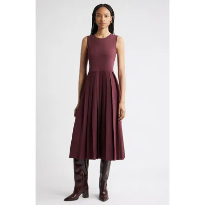 Nordstrom Sleeveless Pleated Sweater Dress In Burgundy