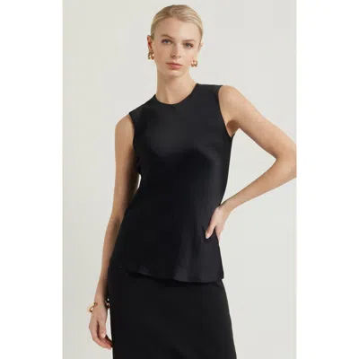 Nordstrom Sleeveless Satin Top In Black