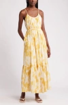 Nordstrom Sleeveless Tiered Sundress In Ivory Dove- Yellow Lotus Blur