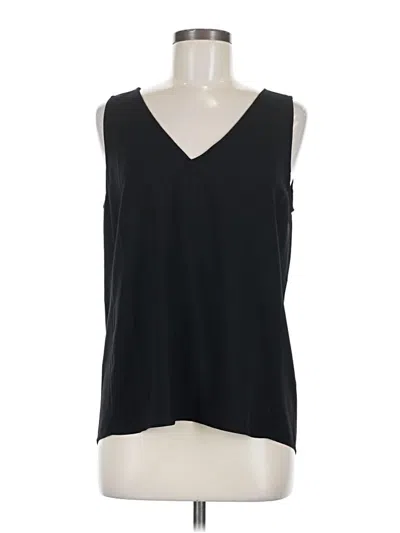 Pre-owned Nordstrom Sleeveless Top Black Solid Pattern V Neck Tops
