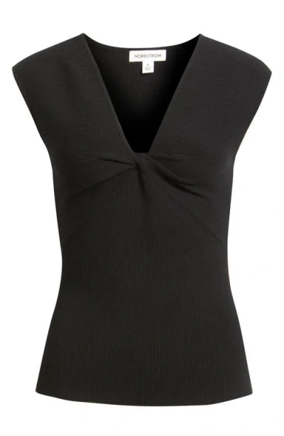 Nordstrom Sleeveless Twist Front Sweater In Black