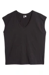 Nordstrom Sleeveless V-neck Cotton T-shirt In Black