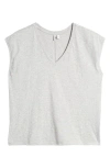 Nordstrom Sleeveless V-neck Cotton T-shirt In Grey Light Heather