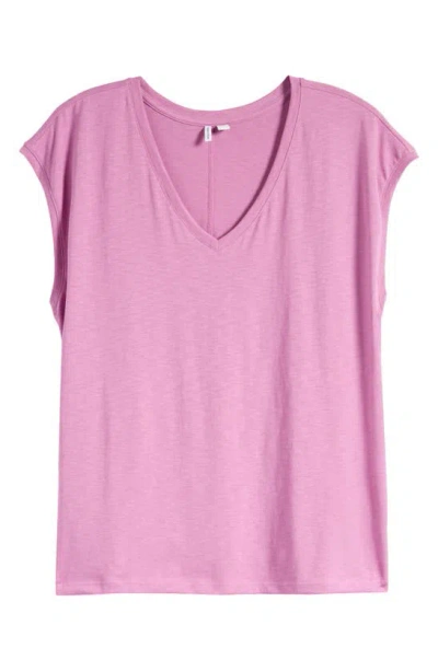 Nordstrom Sleeveless V-neck Cotton T-shirt In Pink Bodacious