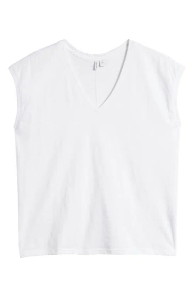 Nordstrom Sleeveless V-neck Cotton T-shirt In White