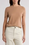 Nordstrom Slim Fit Short Sleeve Sweater In Camel