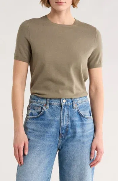 Nordstrom Slim Fit Short Sleeve Sweater In Brown
