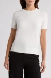 Nordstrom Slim Fit Short Sleeve Sweater In Ivory Cloud