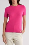 Nordstrom Slim Fit Short Sleeve Sweater In Pink Flash