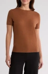 Nordstrom Slim Fit Short Sleeve Sweater In Rust Bisque