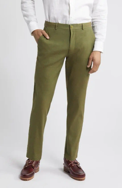 Nordstrom Slim Fit Stretch Linen Blend Chino Pants In Olive Mayfly