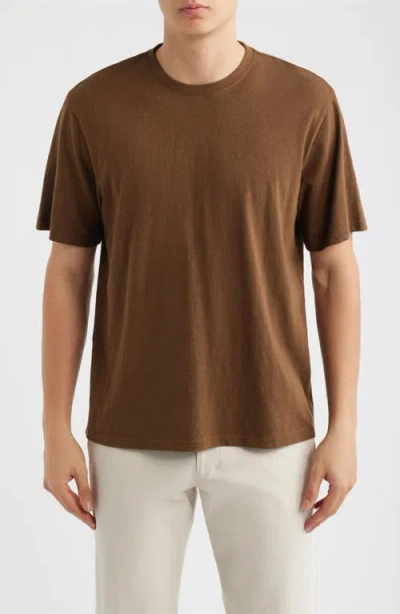 Nordstrom Slub Cotton Crewneck T-shirt In Brown
