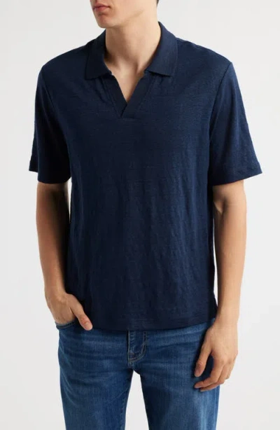 Nordstrom Slub Linen Johnny Collar Polo