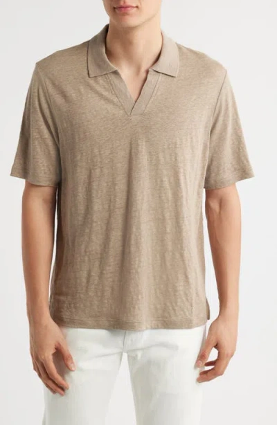 Nordstrom Slub Linen Johnny Collar Polo