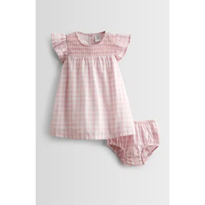 Nordstrom Babies'  Smocked Cotton Dress & Bloomers In Purple Fragrant Gingham