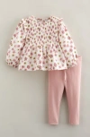 Nordstrom Smocked Long Sleeve Top & Leggings Set In Pink