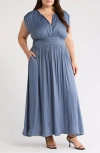 Nordstrom Smocked Satin Maxi Dress In Blue