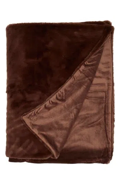 Nordstrom Snuggle Faux Fur Throw In Brown Bitter