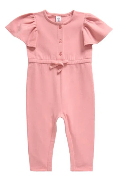 Nordstrom Babies'  So Soft Flutter Sleeve Fleece Romper In Pink Bride