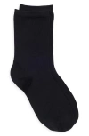 Nordstrom Solid Flat Knit Dress Socks In Black