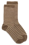 Nordstrom Solid Flat Knit Dress Socks In Brown Heather Stripe