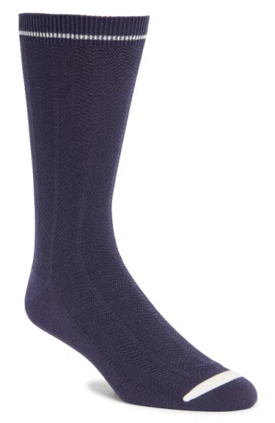 Nordstrom Solid Herringbone Viscose Blend Socks In Navy