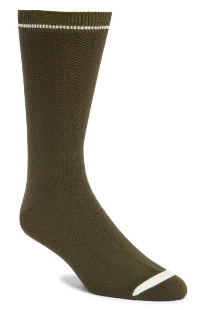 Nordstrom Solid Herringbone Viscose Blend Socks In Olive