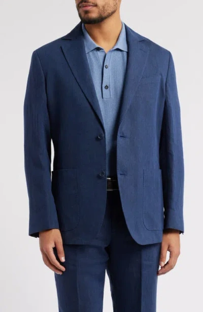 Nordstrom Solid Linen Sport Coat In Navy Blazer