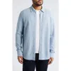 Nordstrom Solid Pima Cotton Piqué Button-down Shirt In Blue Skyway Heather