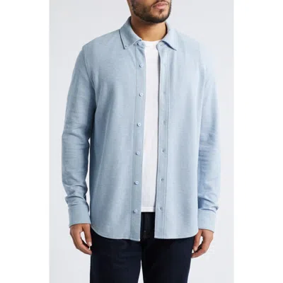 Nordstrom Solid Pima Cotton Piqué Button-down Shirt In Blue Skyway Heather