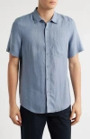 Nordstrom Solid Short Sleeve Linen Button-up Shirt