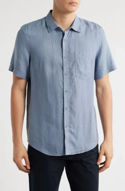 Nordstrom Solid Short Sleeve Linen Button-up Shirt