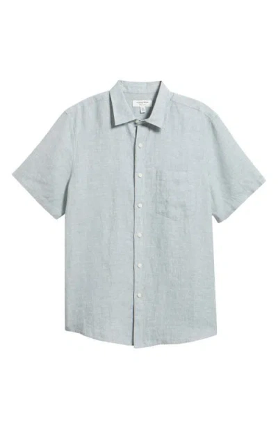 Nordstrom Solid Short Sleeve Linen Button-up Shirt In Green