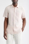 Nordstrom Solid Short Sleeve Linen Button-up Shirt In Multi