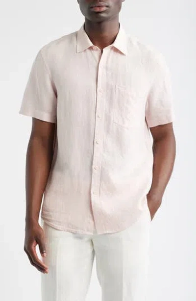 Nordstrom Solid Short Sleeve Linen Button-up Shirt In Multi