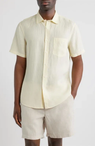 Nordstrom Solid Short Sleeve Linen Button-up Shirt In White