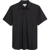 Nordstrom Solid Short Sleeve Stretch Button-up Shirt In Black