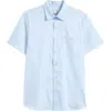 Nordstrom Solid Short Sleeve Stretch Button-up Shirt In Blue Skyway