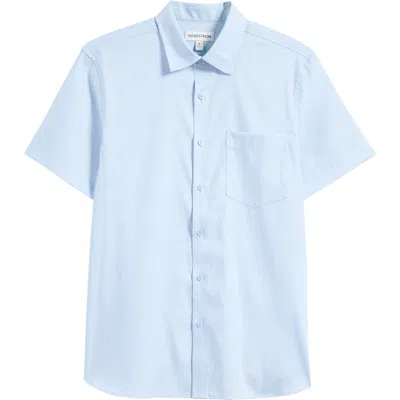 Nordstrom Solid Short Sleeve Stretch Button-up Shirt In Blue Skyway