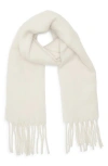 Nordstrom Solid Wool & Alpaca Blend Fringe Scarf In White