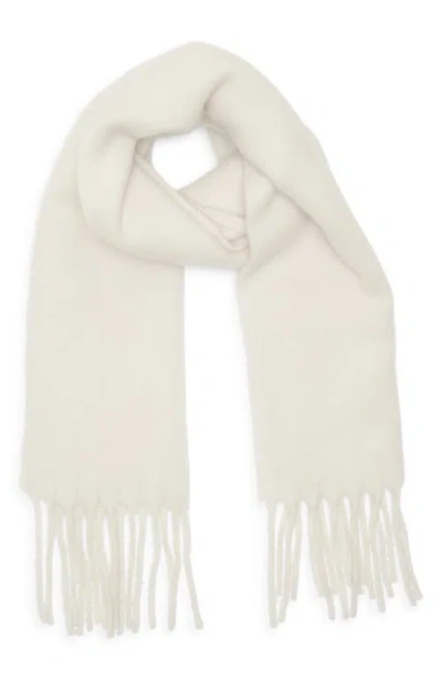 Nordstrom Solid Wool & Alpaca Blend Fringe Scarf In White