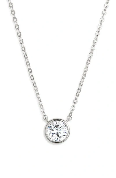 Nordstrom Solitaire Bezel Pendant Necklace In Silver