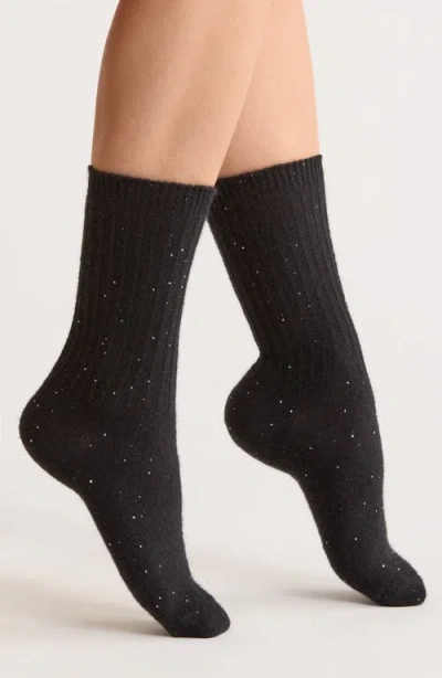 Nordstrom Sparkle Crew Socks In Black