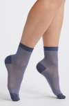 Nordstrom Sparkle Sheer Rib Quarter Socks In Grey Folkstone
