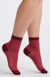 Nordstrom Sparkle Sheer Rib Quarter Socks In Red Grape
