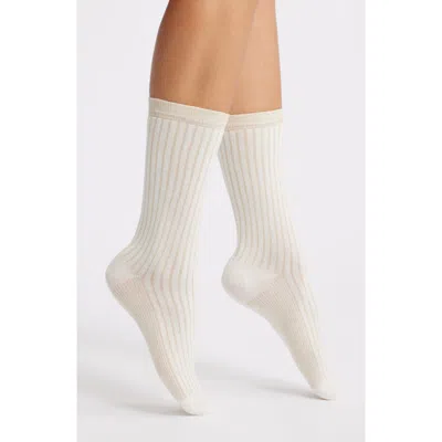 Nordstrom Sparkle Stripe Crew Socks In White