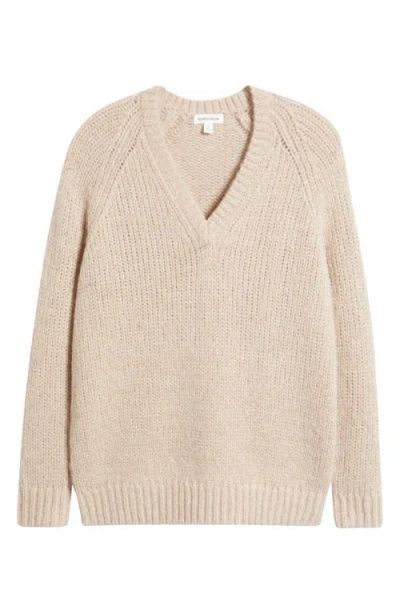 Nordstrom Sparkle V-neck Sweater In Neutral