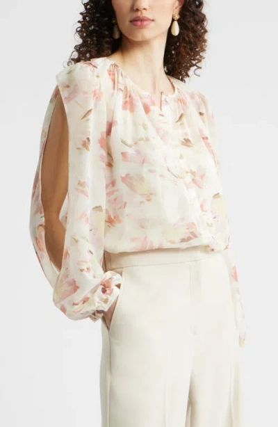 Nordstrom Split Sleeve Top In White